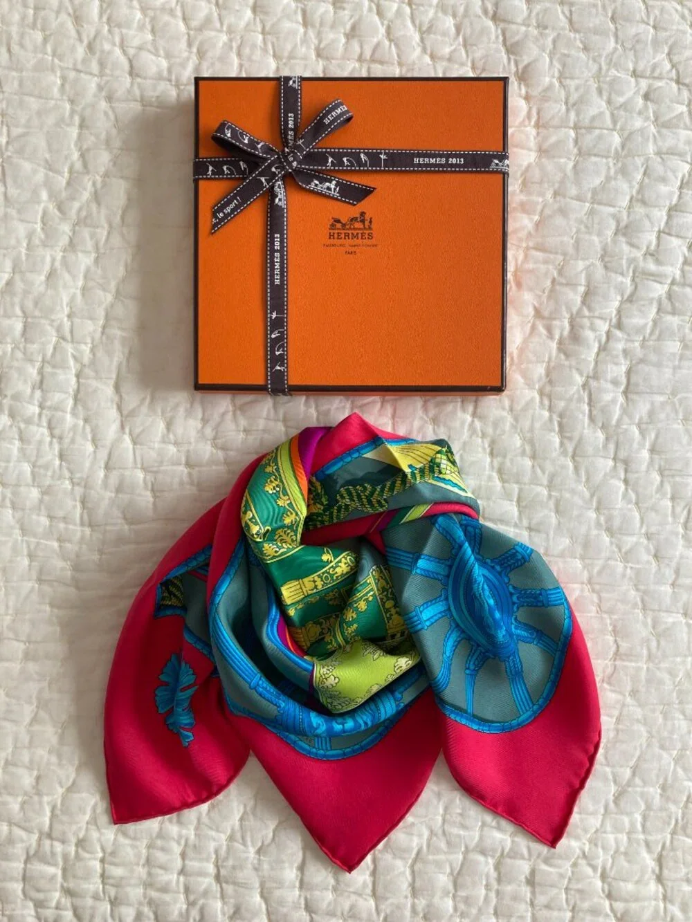 NWT Hermes Coach Silk Scarf